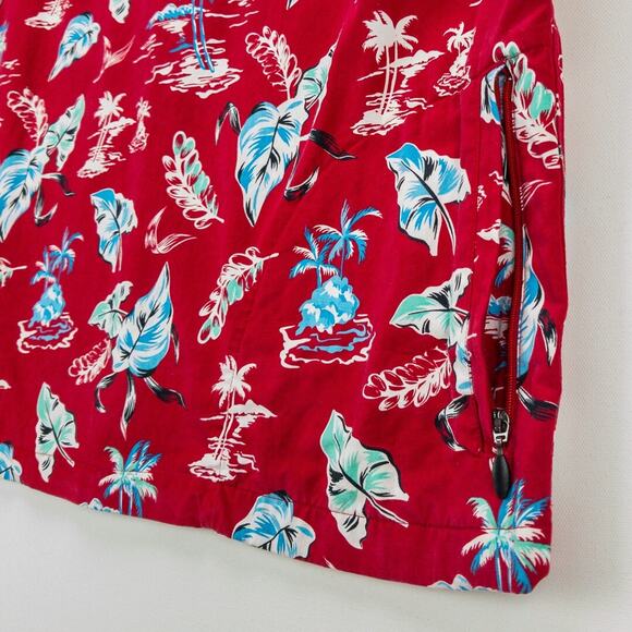 Caribbean Hawaiian Print Shirt Men's Medium Hidden Travel Pockets Red Floral - Picture 12 of 13